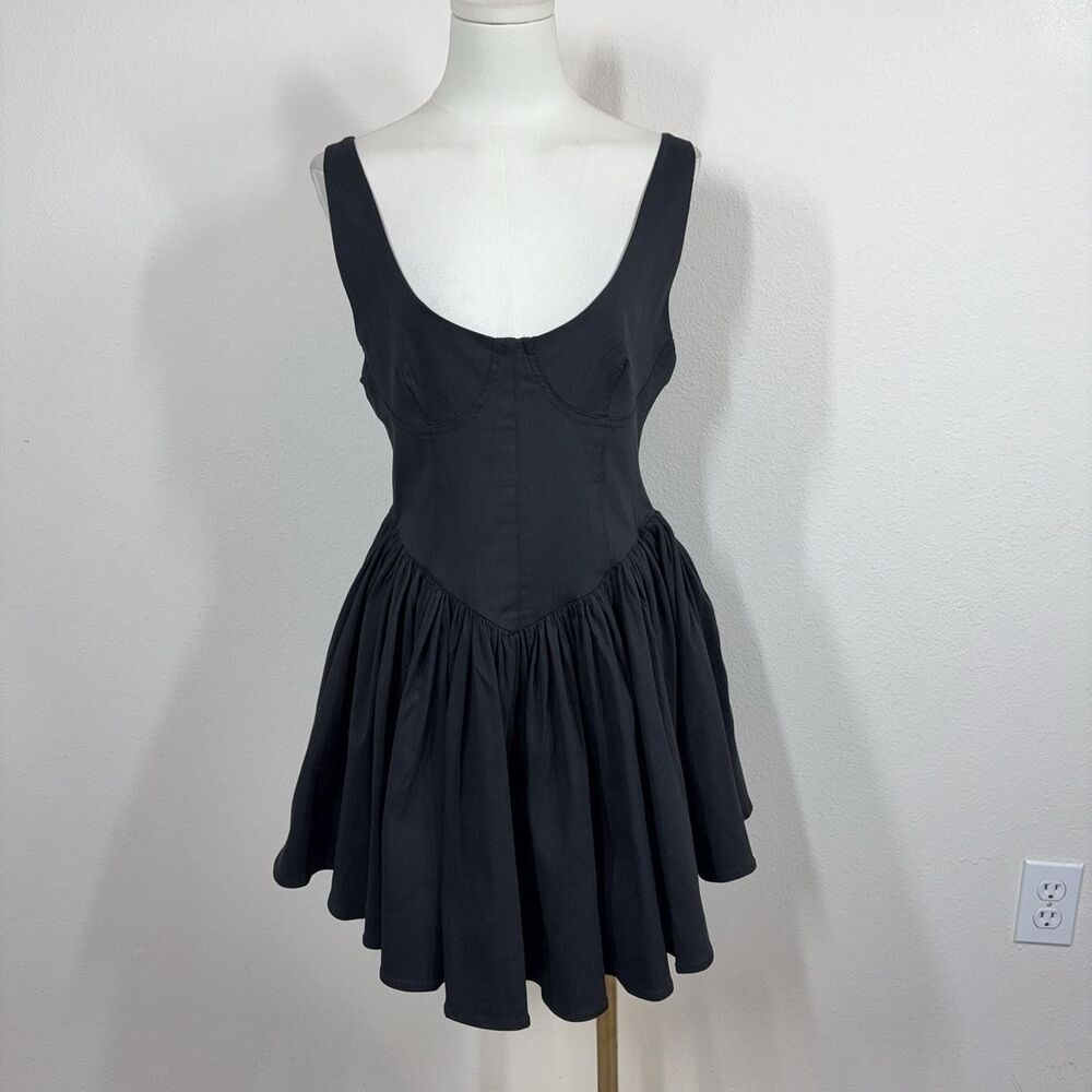 12th Tribe Dress Womens Large Black Kit Drop Waist Fit Flare Corset LBD Party
